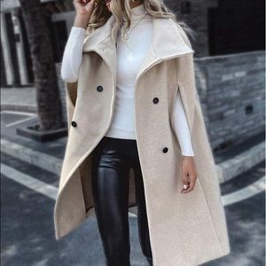 Cloak Sleeve Double Breasted Overcoat- runs big.